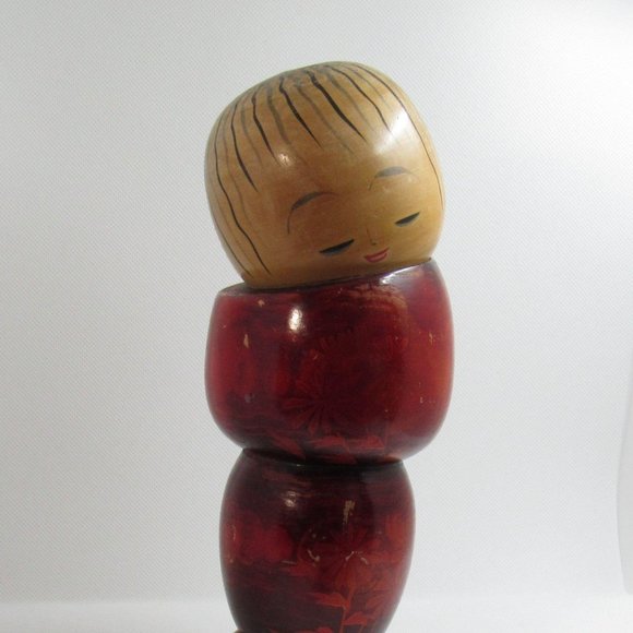 Big red Japanese kokeshi doll/ kokeshi doll/ set k - Picture 4 of 9